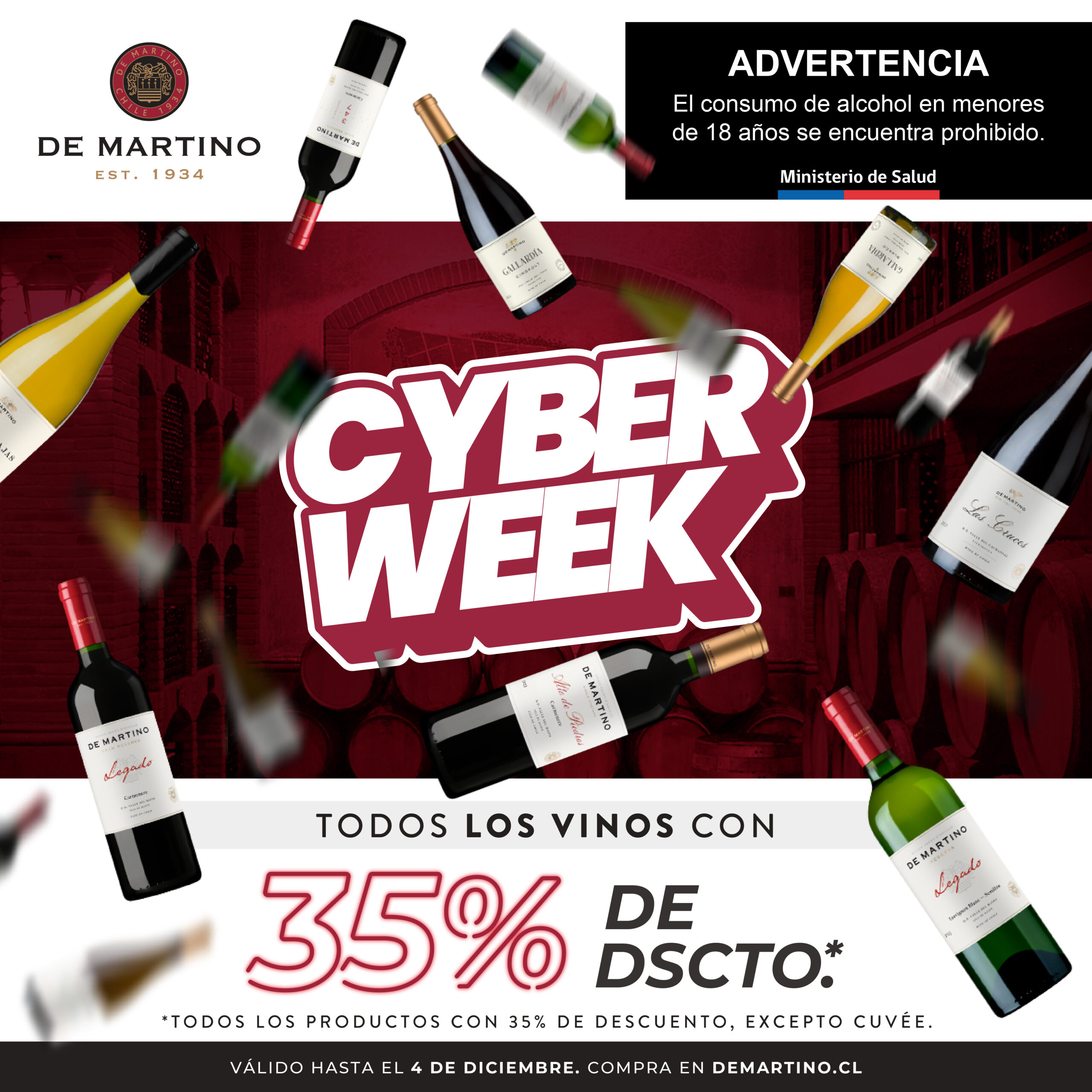 oferta de vinos con 35% des descuento