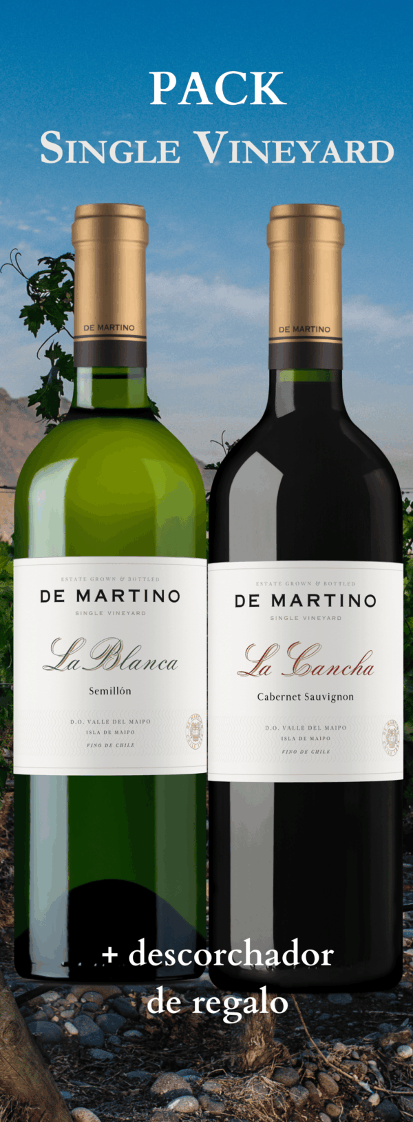 Oferta De Martino Single Vineyard con La Cancha Cabernet Sauvignon y La Blanca Semillón
