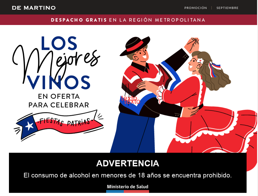 vinos en oferta para Fiestas Patrias
vinos para Fiestas Patrias
vinos para el 18